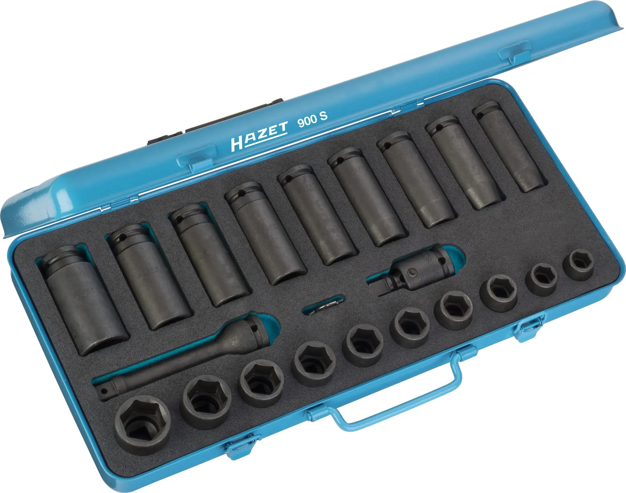 Produktfoto 1 von Hazet 900S, Kraft-Steckschlüsseleinsatz-Set 1/2" (12.5 mm) 23teilig