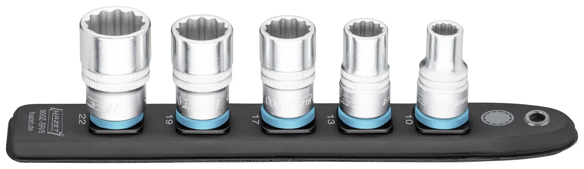 Produktfoto 1 von Hazet 900Z-SR/5,Außen-Doppelsechskant Steckleiste 5teilig Vierkant,1/2" 12.5 mm