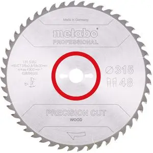 Produktfoto 1 von Metabo 628056000, Kreissägeblatt Precision Cut Wood Professional, 315 x 30mm, 48 Zähne