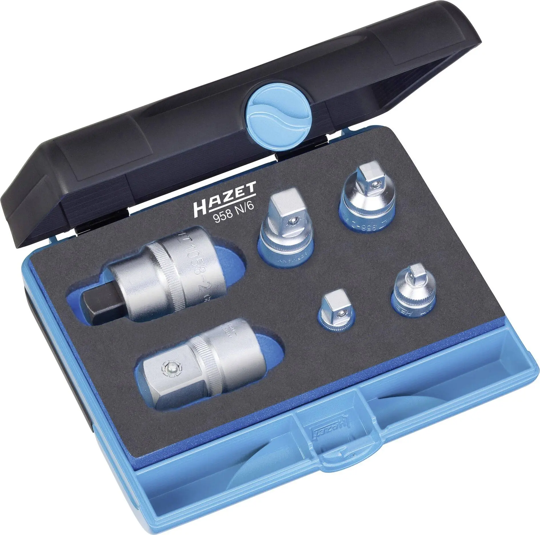 Produktfoto 1 von Hazet 958N/6, Steckschlüssel-Adapter-Set (1/4", 3/8", 1/2", 3/4")