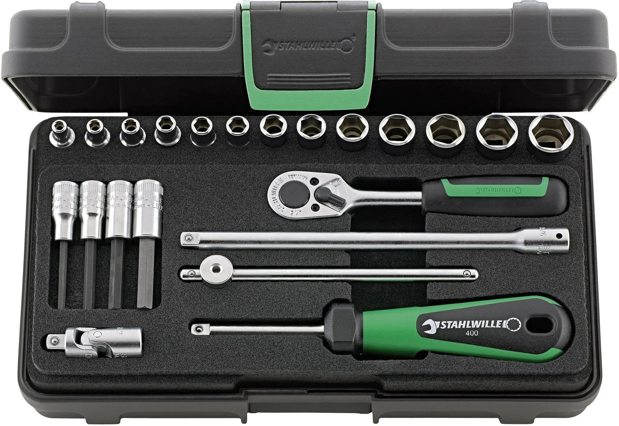 Produktfoto 1 von Stahlwille 96011113, 40/44/17/5 KN Steckschlüsselsatz 1/4" (6.3 mm) 22teilig
