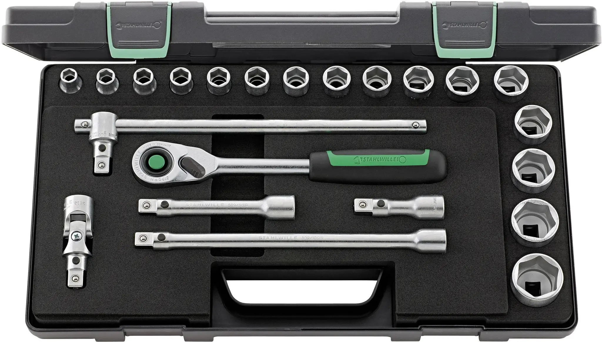 Produktfoto 1 von Stahlwille 96031480, 52/16/6QR KN Steckschlüsselsatz 1/2" (12.5 mm) 22teilig