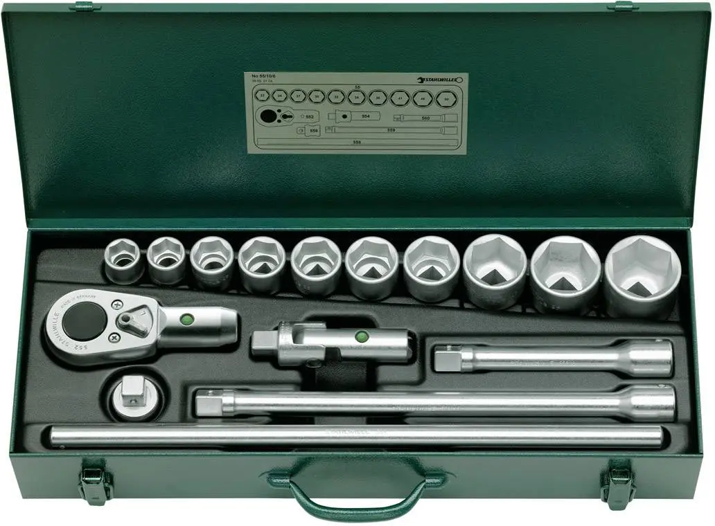 Produktfoto 1 von Stahlwille 96050104, 55/10/6 Steckschlüsselsatz metrisch 3/4" (20 mm) 16teilig