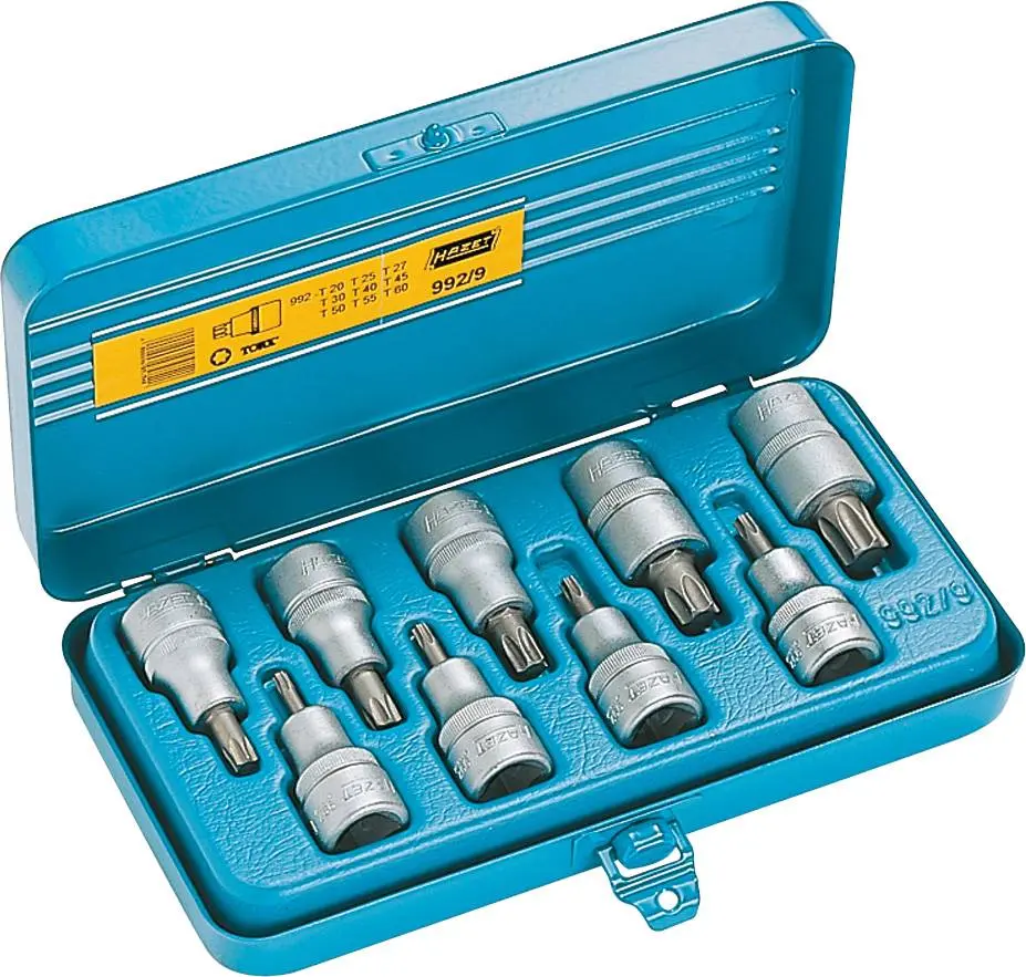 Produktfoto 1 von Hazet 992/9, Steckschlüssel-Bit-Einsatz-Set 1/2" (12.5 mm) 9teilig