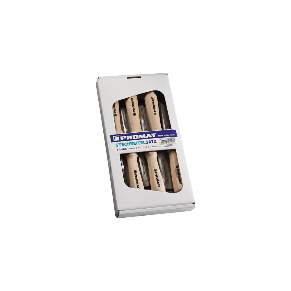 Produktfoto 1 von Nordwest 4000815305, Promat Stechbeitel-Satz 6-26mm Wei&szlig;buchenheft