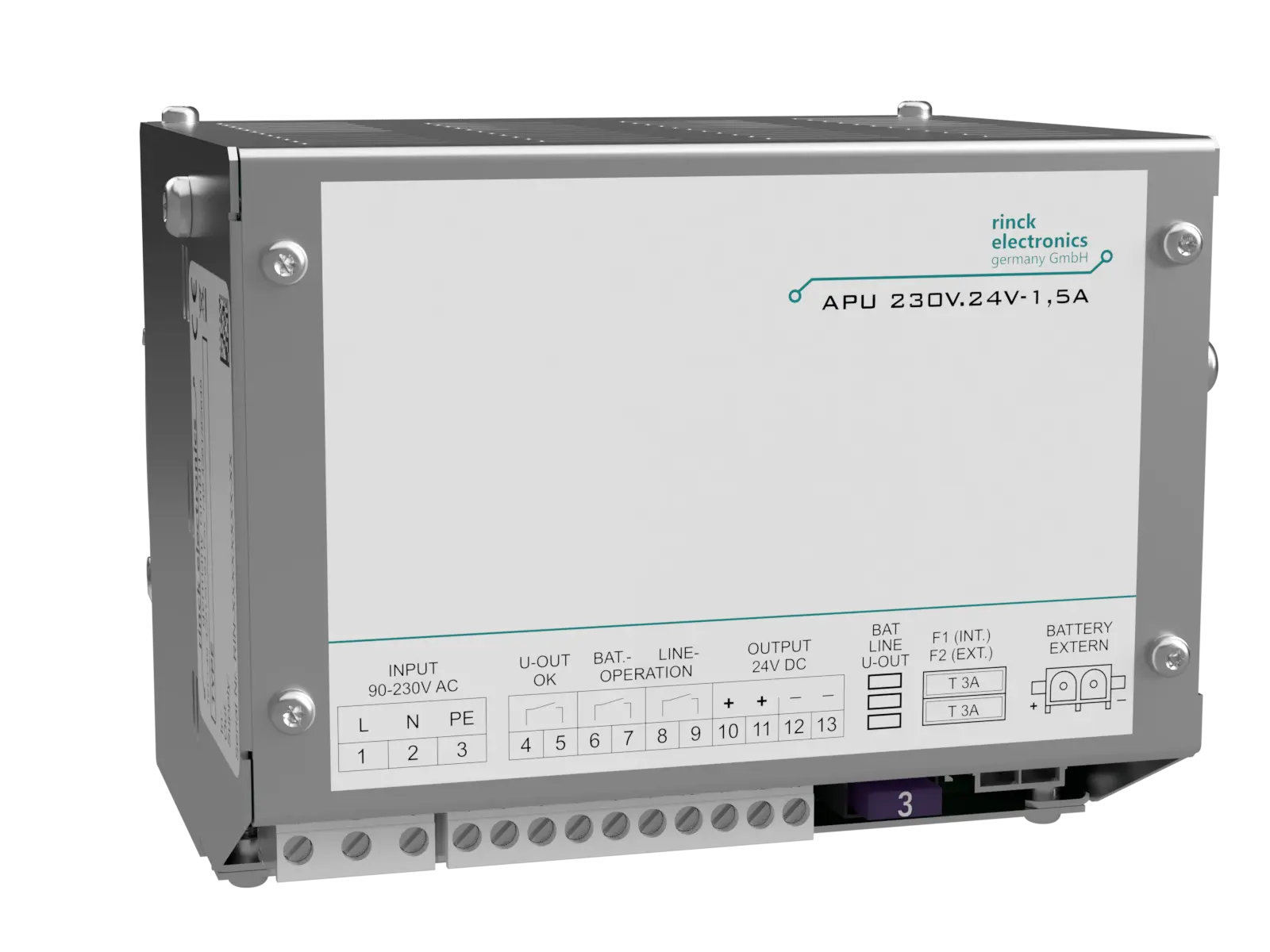 Produktfoto 1 von Rinck Electronic APU230V.24V-1,5A/1,3Ah, USV-Stromversorgung 230V/24V DC 1,5A