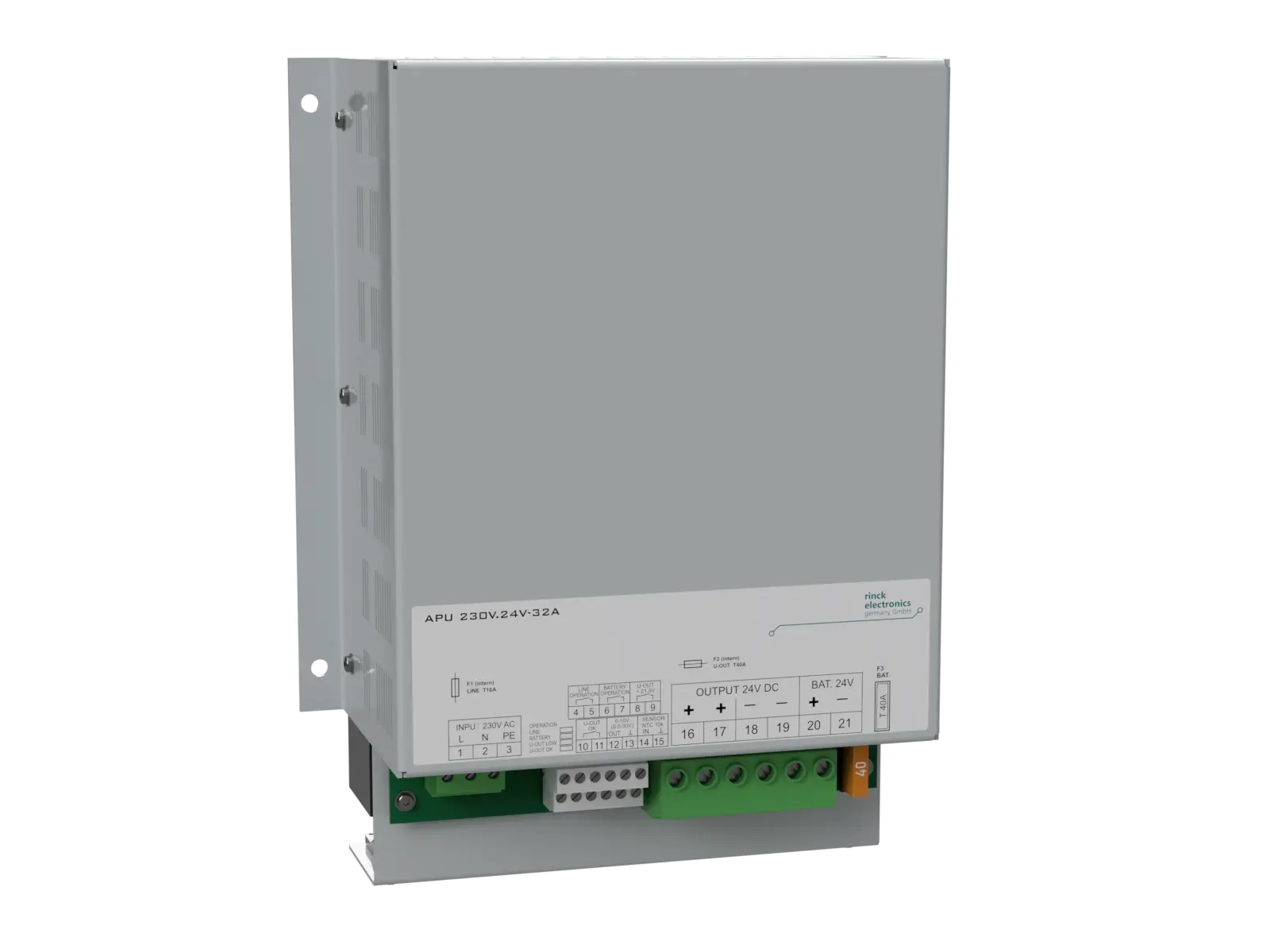 Produktfoto 1 von Rinck Electronic APU230V.24V-32A, USV-Stromversorgung 230V/24V DC, 32A