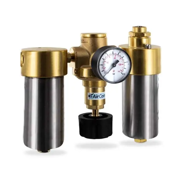 Produktfoto 1 von AirCom CM3-02_02, Druckluft-Wartungseinheit 3-teilig, Verschlussschraube, mit Manometer