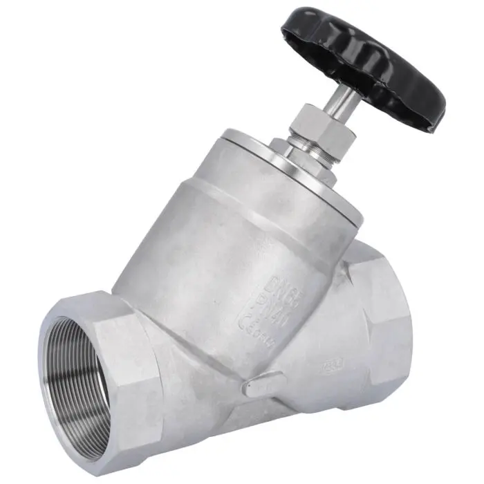 Produktfoto 1 von END Armaturen AE311030/RK, Schrägsitzventil 3", PN40, RK Edelstahl 1.4408/PTFE