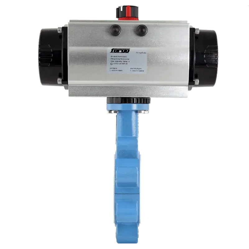 Fergo AK131 Absperrklappe DN 100 PN16 PTFE einfachwirkend pneumatischer Antrieb