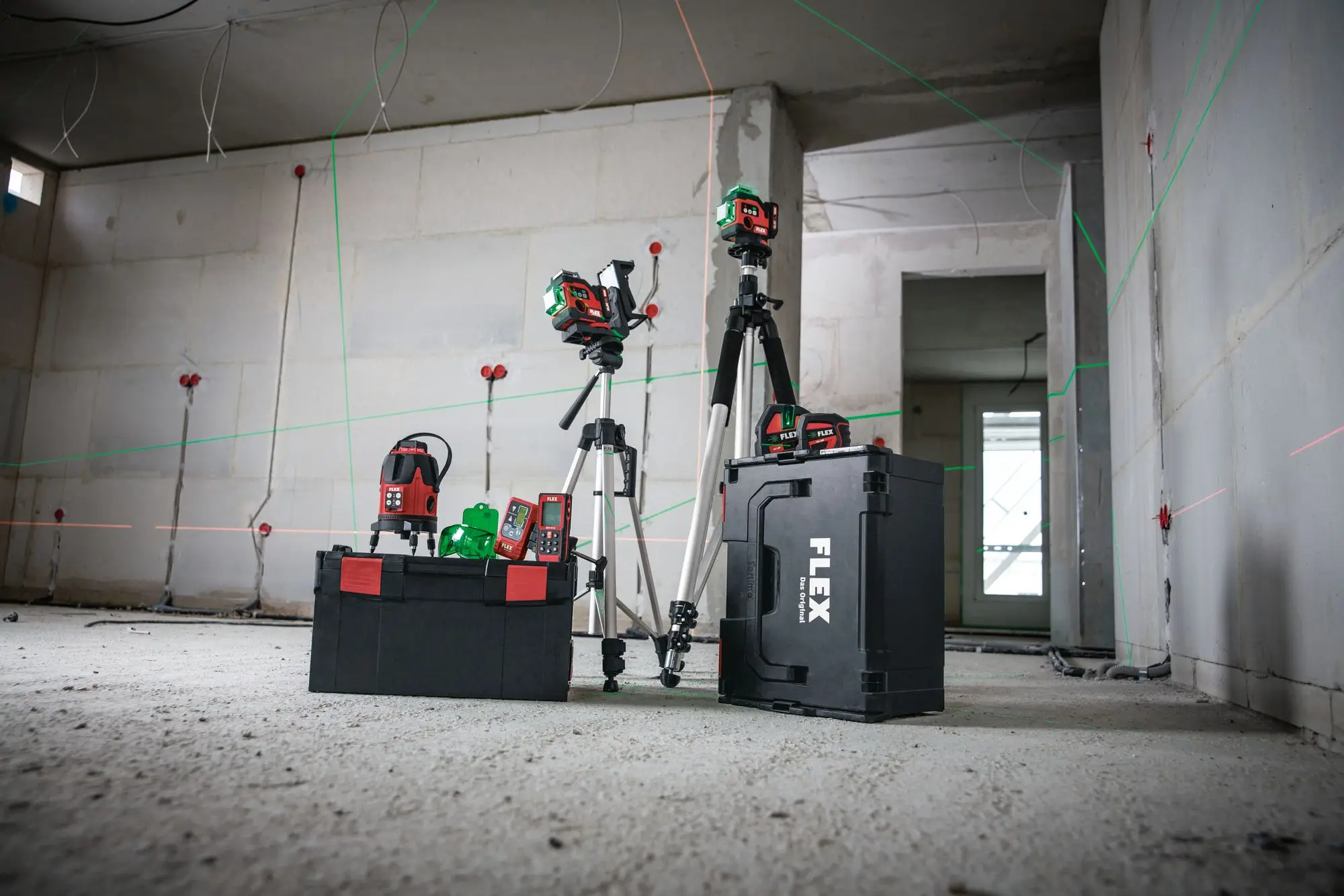 Produktfoto 1 von FLEX Tools 509833, Kreuzlinien-Laser Grün ALC 2/1-G/R mit Empfängermodus