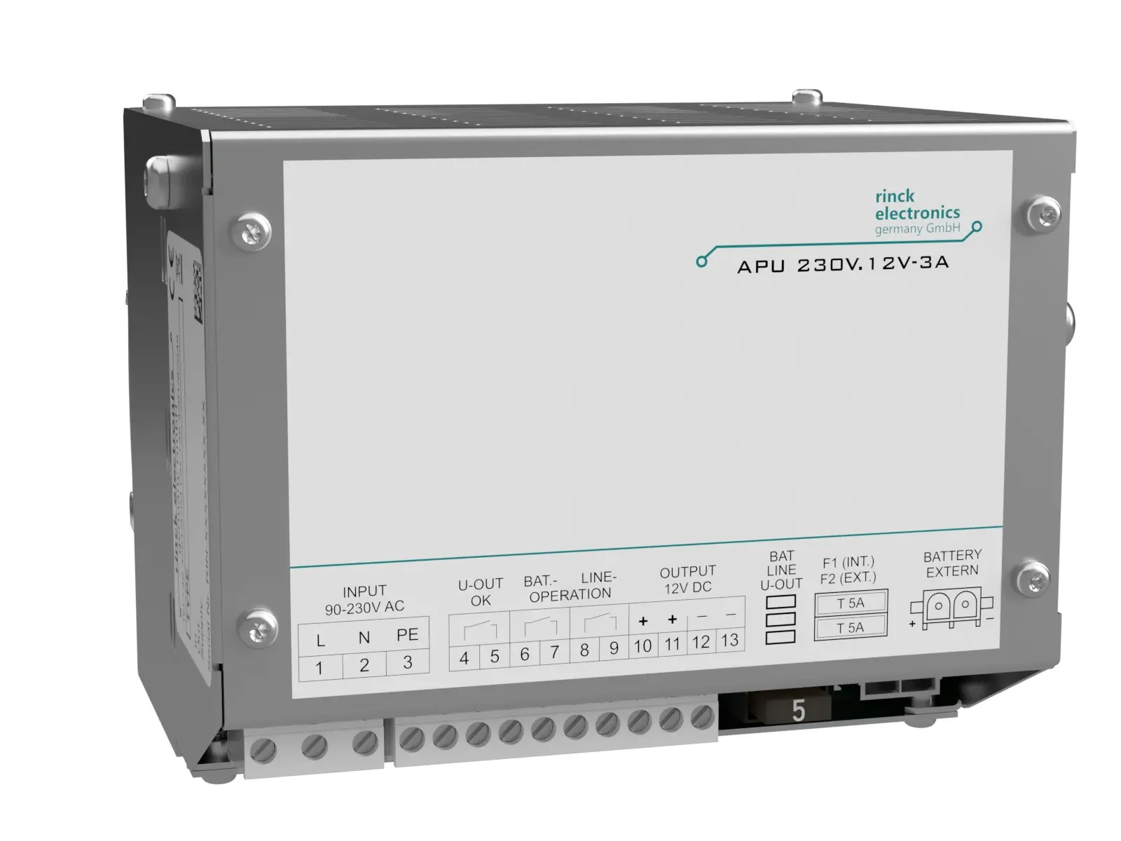 Produktfoto 1 von Rinck Electronic APU230V.12V-3A/2,6Ah, USV-Stromversorgung 230V/12V DC, 3A