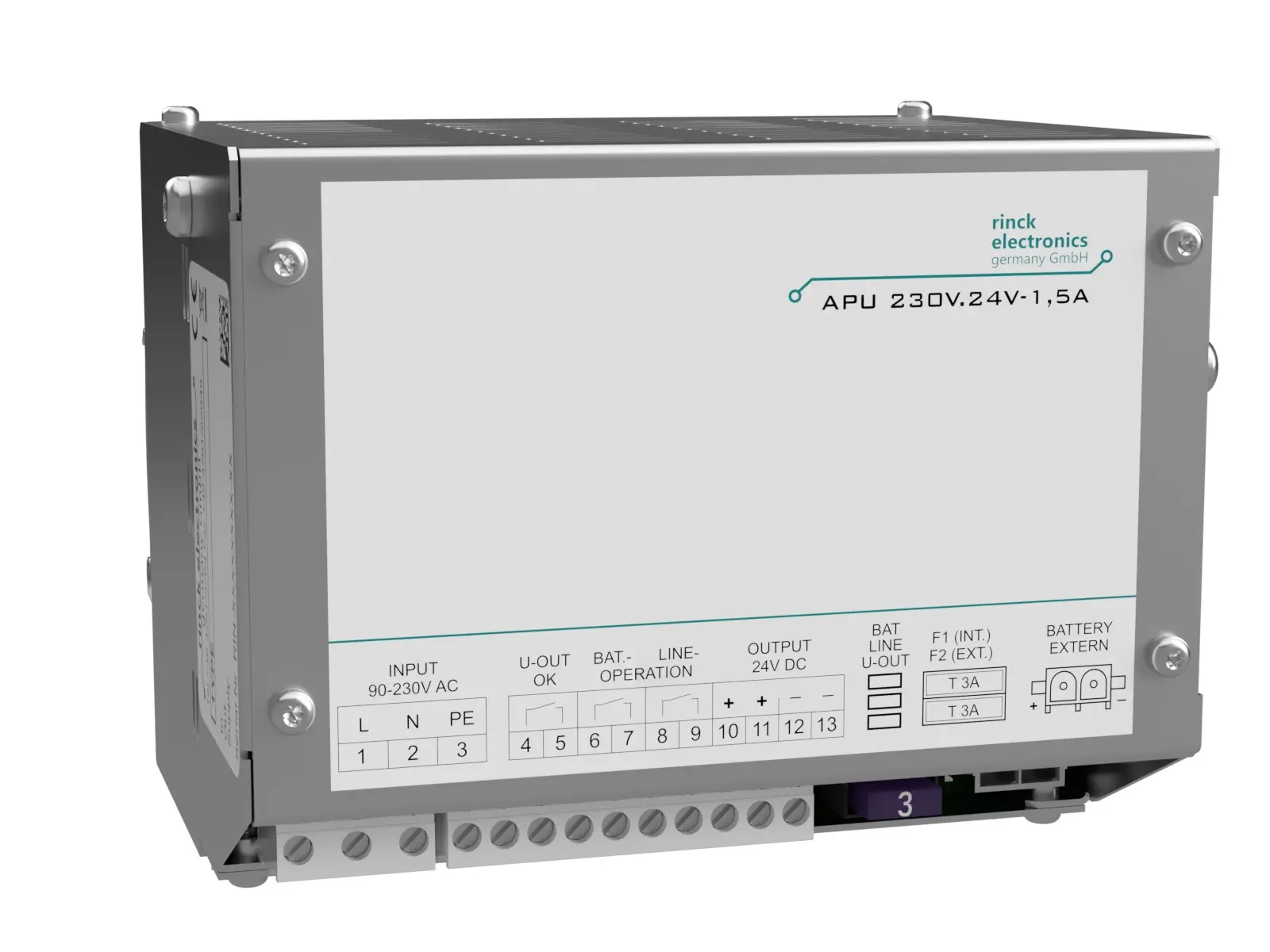 Produktfoto 1 von Rinck Electronic APU230V.24V-1,5A/1,3Ah, USV-Stromversorgung 230V/24V DC 1,5A