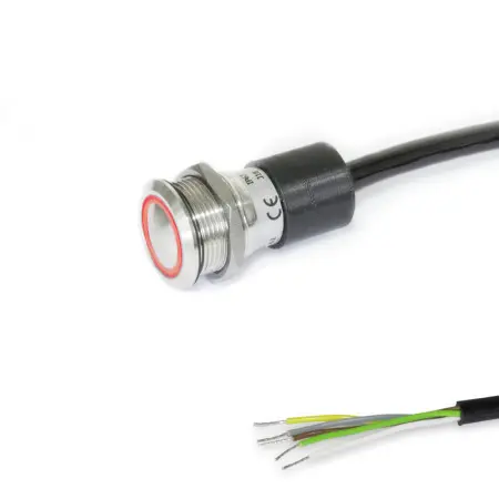 Produktfoto 1 von GANTER NORM GN 3310-W-RG-2-K-2, Schalter, Edelstahl, mit beleuchtetem Druckknopf