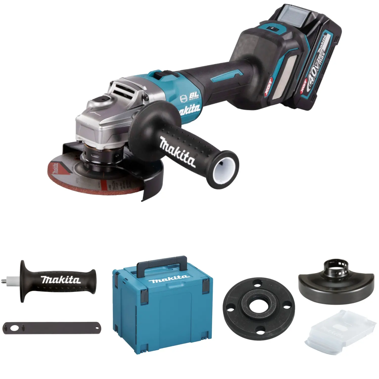 Produktfoto 1 von Makita GA023GM201, Winkelschleifer XGT 2x4,0Ah MAKPAC 4