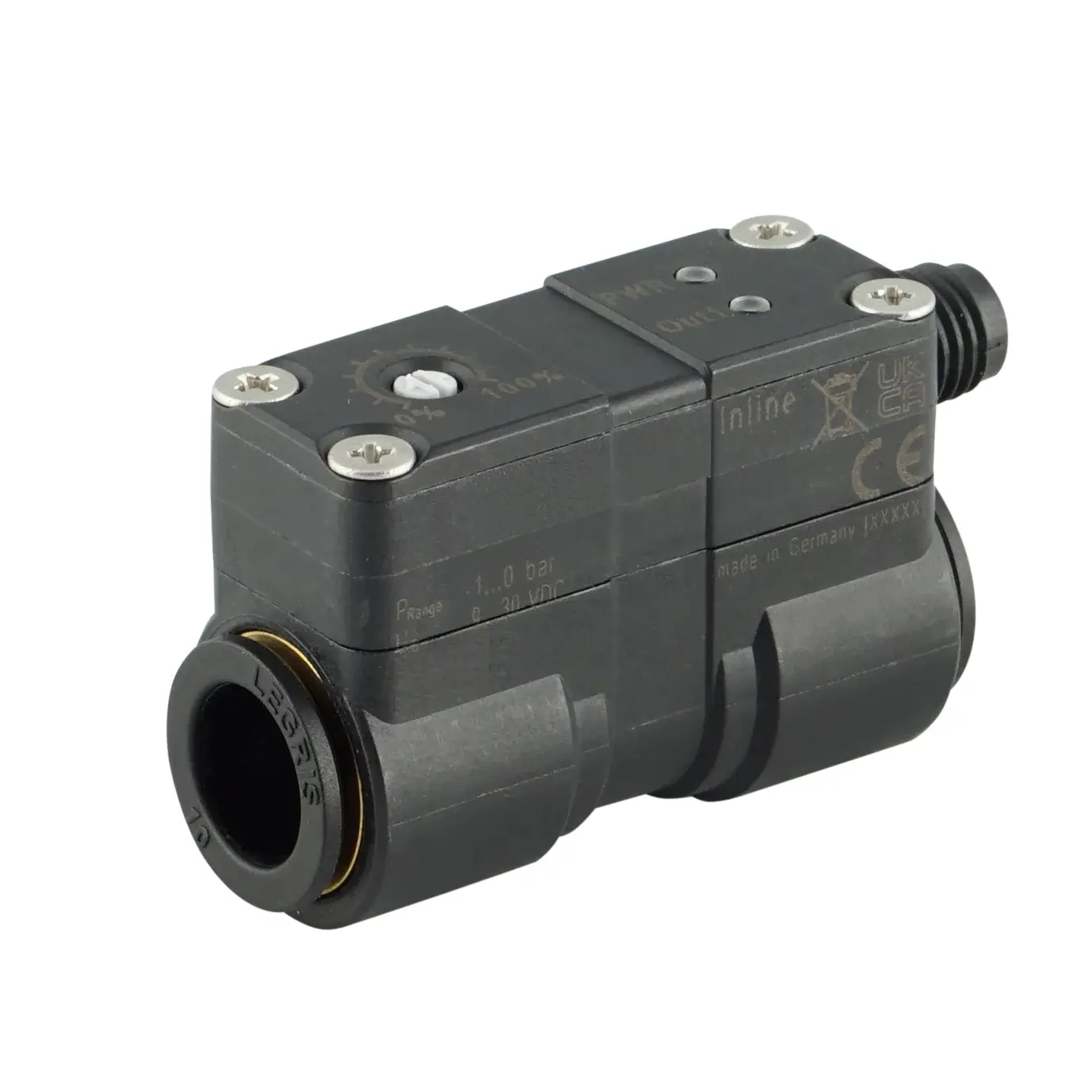 FIPA GS02.008, Elektronischer Vakuumschalter Inline 2x D8 1x PNP NO, -1..0 bar