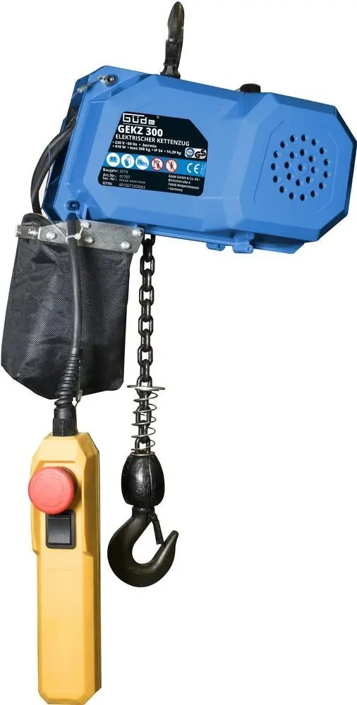 Produktfoto 1 von Güde 01707, Elektrischer Kettenzug GEKZ 300 max 300kg 3m/min 3m Kette