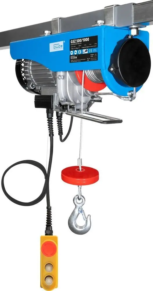 Produktfoto 1 von Güde 01709, Elektrischer Seilzug GSZ 500/1000 max. Hubkraft 999kg 12m