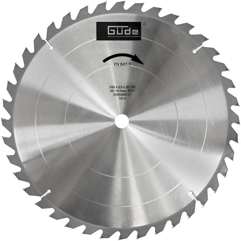 Produktfoto 1 von Güde Brennholzsägeblatt HM 500x30x40Z Hartmetall-Sägeblatt 500mm Art.-Nr. 01818
