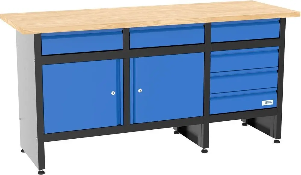 Produktfoto 1 von Güde 40481, Werkbank GW 6/2 XL EcoLine Gummibaum Arbeitsplatte max. 300 kg