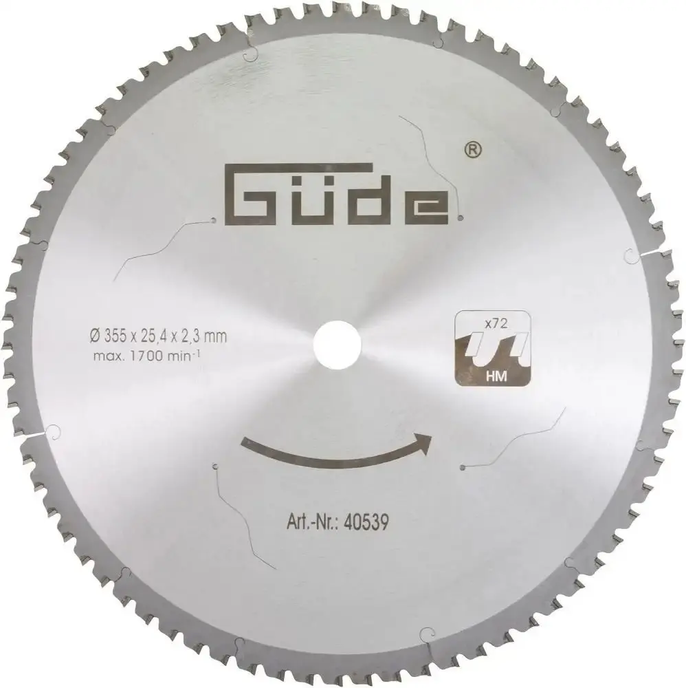 Produktfoto 1 von Güde Q9 Metallkreissägeblatt HM 355x25,4x72Z Trockenschnitte Stahl, NE-Metall