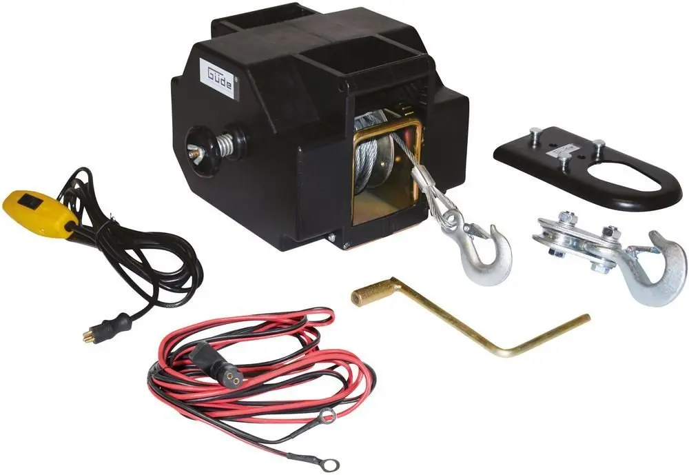Produktfoto 1 von Güde 55128, Elektrowinde 1800/12 V 3m Bedienkabel Umlenkrolle Freilauf