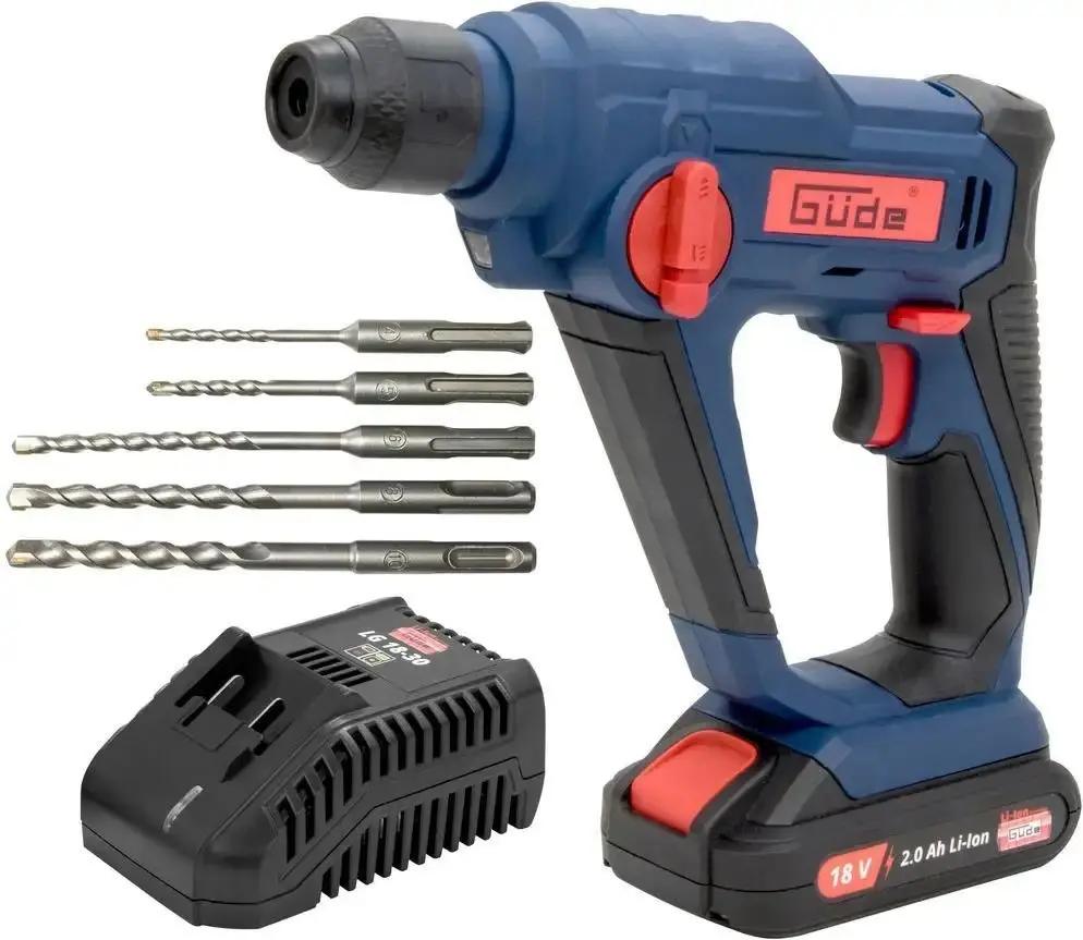 Produktfoto 1 von Güde 58508, Q9 SDS-Plus Akku Bohrhammer BH 18-201-30K 18V E³ Set + Bohrer