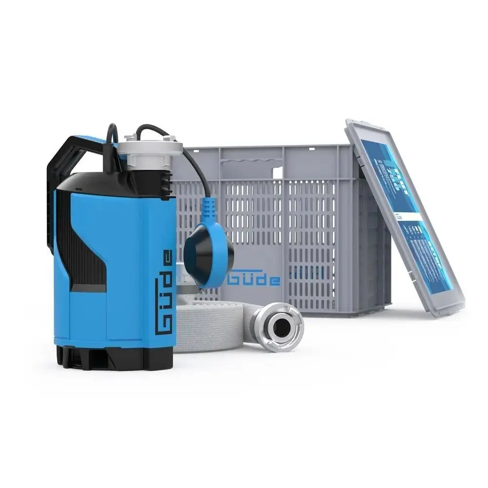 Produktfoto 1 von Güde 75811, Hochwasser Flut-Set 750 Schmutzwasserpumpe 750W 10m Schlauch