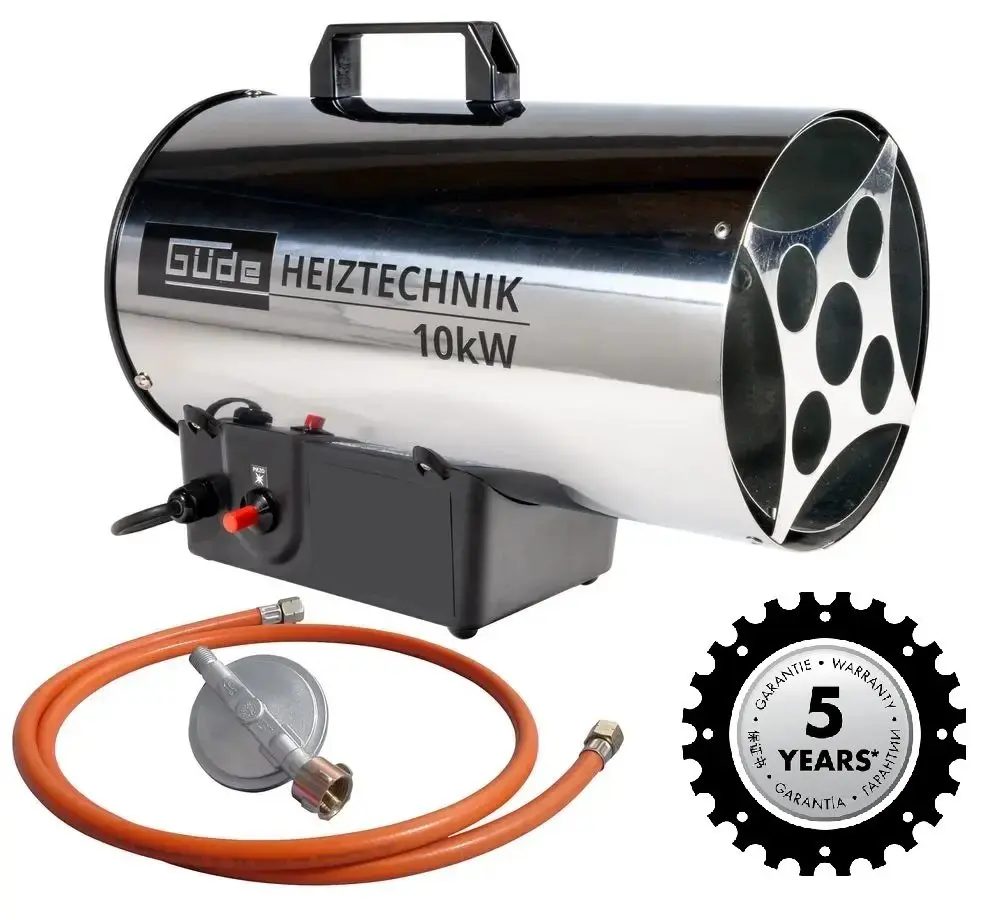 Produktfoto 1 von Güde 85005, Gasheizgebläse Bauheizer GGH 10 INOX 220V 10 kW 5 Jahre Garantie