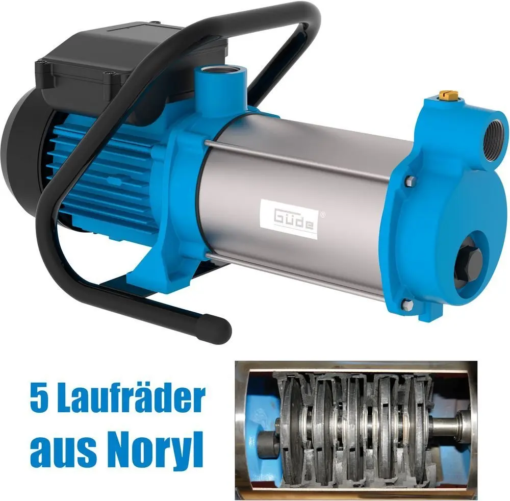Produktfoto 1 von Güde 94188, Gartenpumpe Wasserpumpe Edelstahl MP 120/5A/GJ 1300W 5400 L/h