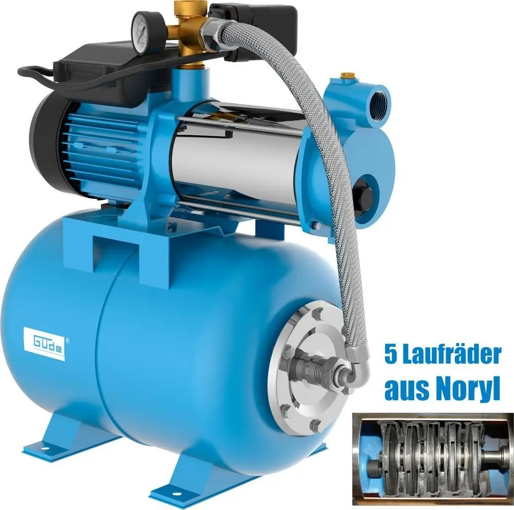 Produktfoto 1 von Güde 94191, Q9 Hauswasserwerk MP 120/5A 24 LT mit 24l Druckkessel 5400 l/h