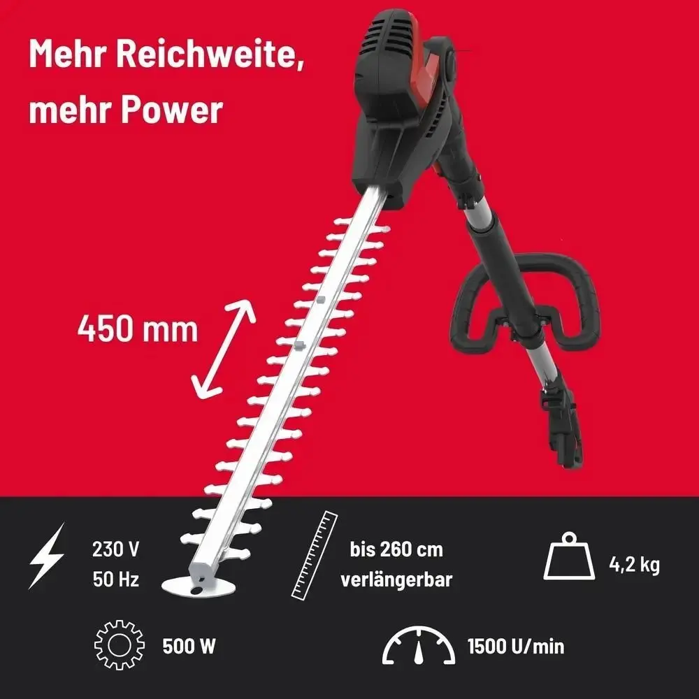 Produktfoto 1 von Güde 95103, Teleskop Heckenschere GTHS 530-500 450mm Gesamtlänge bis 2,6 Meter