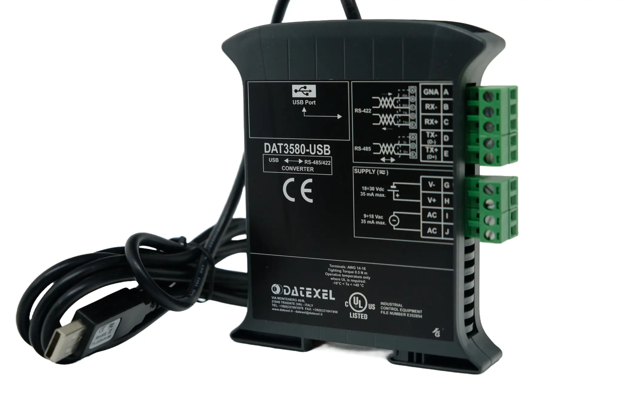 Produktfoto 1 von Datexel DAT3580USB2W, USB zu Modbus Isolierwandler
