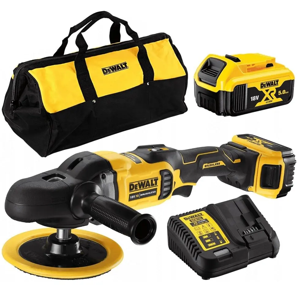 Produktfoto 1 von DeWalt DCM849P2-QW, Akku Rotationspolierer 18V XR 5.0 Ah Li-Ion
