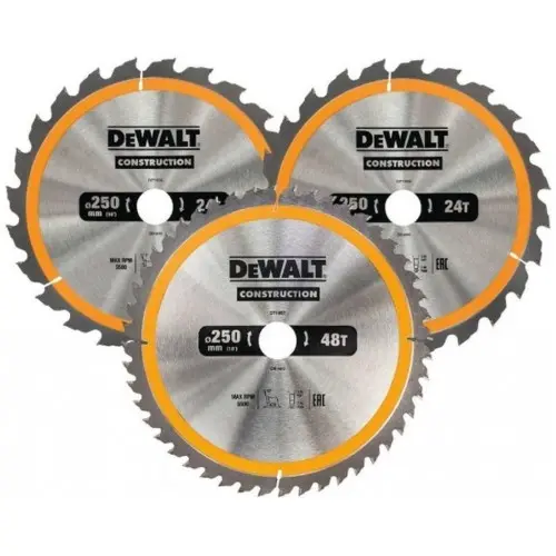 Produktfoto 1 von DeWalt DT1963-QZ, Kreissaegeblatt-Set für Stationärsägen, 3-tlg