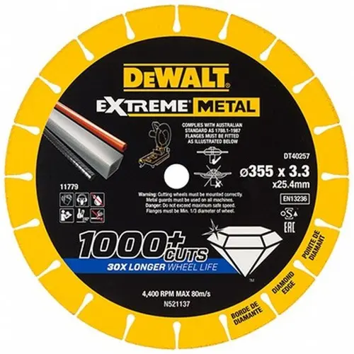 Produktfoto 1 von DeWalt DT40257-QZ, Diamanttrennscheibe Extreme 355 x 25,4 mm