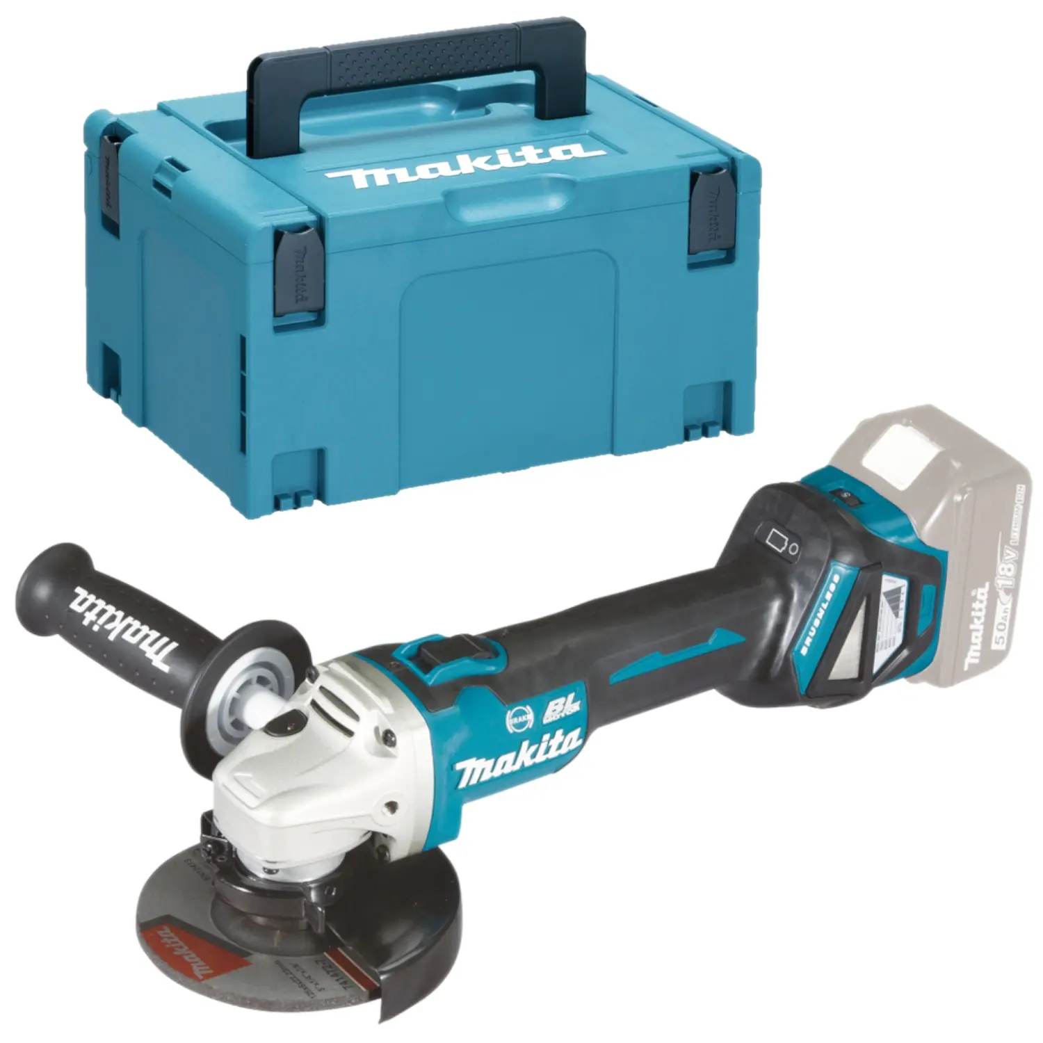 Produktfoto 1 von Makita DGA513ZJ, Akku-Winkelschleifer im Makpac