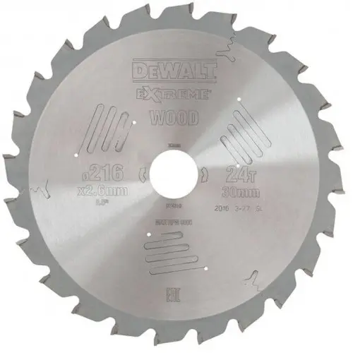 Produktfoto 1 von DeWalt DT4310-QZ, Kreissägeblatt stationär Extreme 216 x 30 mm 24WZ