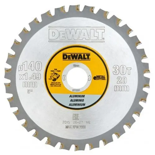 Produktfoto 1 von DeWalt DT1910-QZ, Metallkreissägeblatt für Akku-Handkreissägen 140 x 20mm 30 WZ