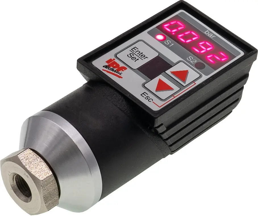 Produktfoto 1 von ipf Electronic DW36311J, Drucksensor, Ø38mm 108lang, -1-1bar, 12-32V DC, G1/8"