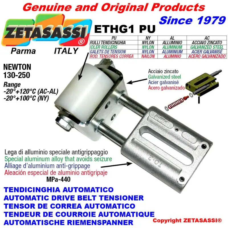 Produktfoto 1 von ZETASASSI ETHG1PU4050AL Automatic Linear Belt Tensioner Ethg1Pu+Fork&Belt Roller