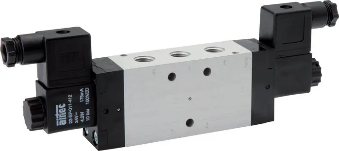 Produktfoto 1 von Airtec KM 10530HN 24V=, 5/3-Wege Magnetventil, Mittelstellung geschlossen