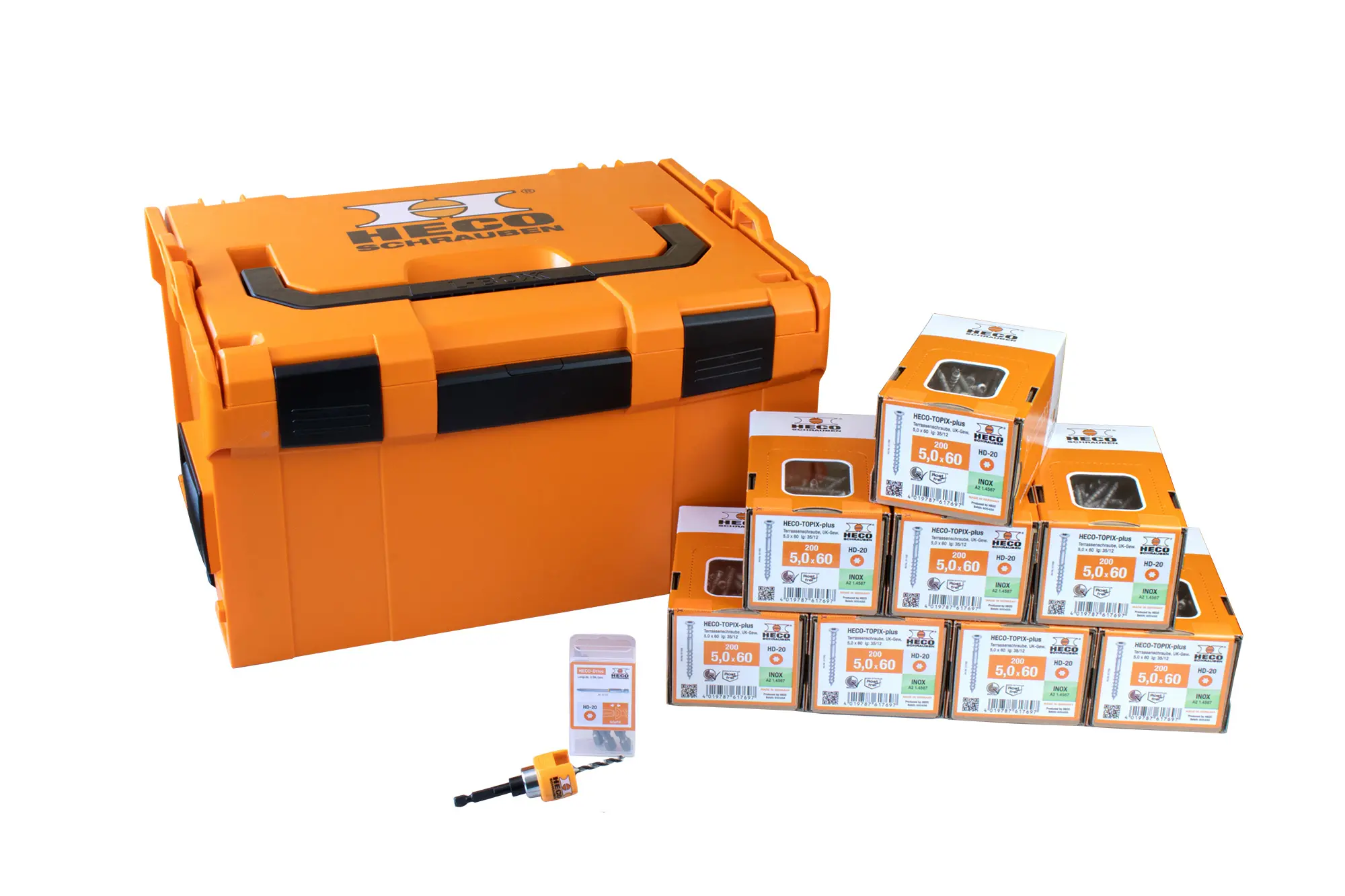 Produktfoto 1 von HECO 63106, Sortimentskoffer L-BOXX 238 Terrassenset Linsenkopf A2 5,0x60