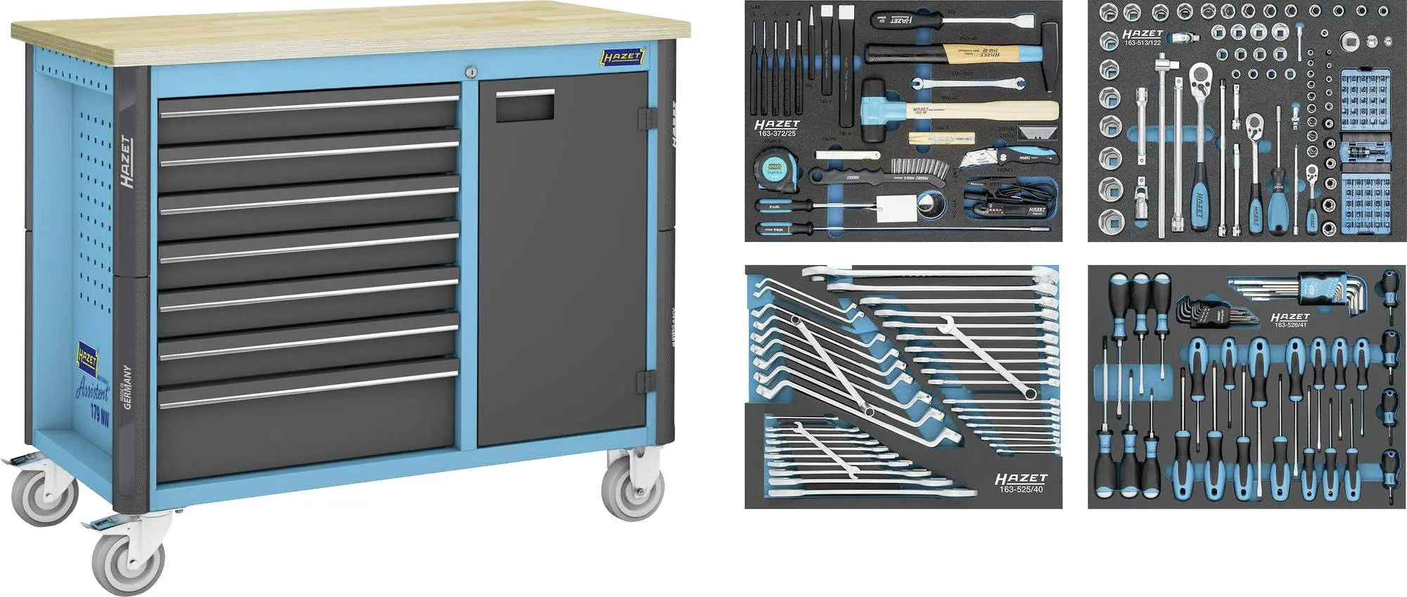 Produktfoto 1 von Hazet 179NW-7/230, Rollwerkbank Schwarz, Blau