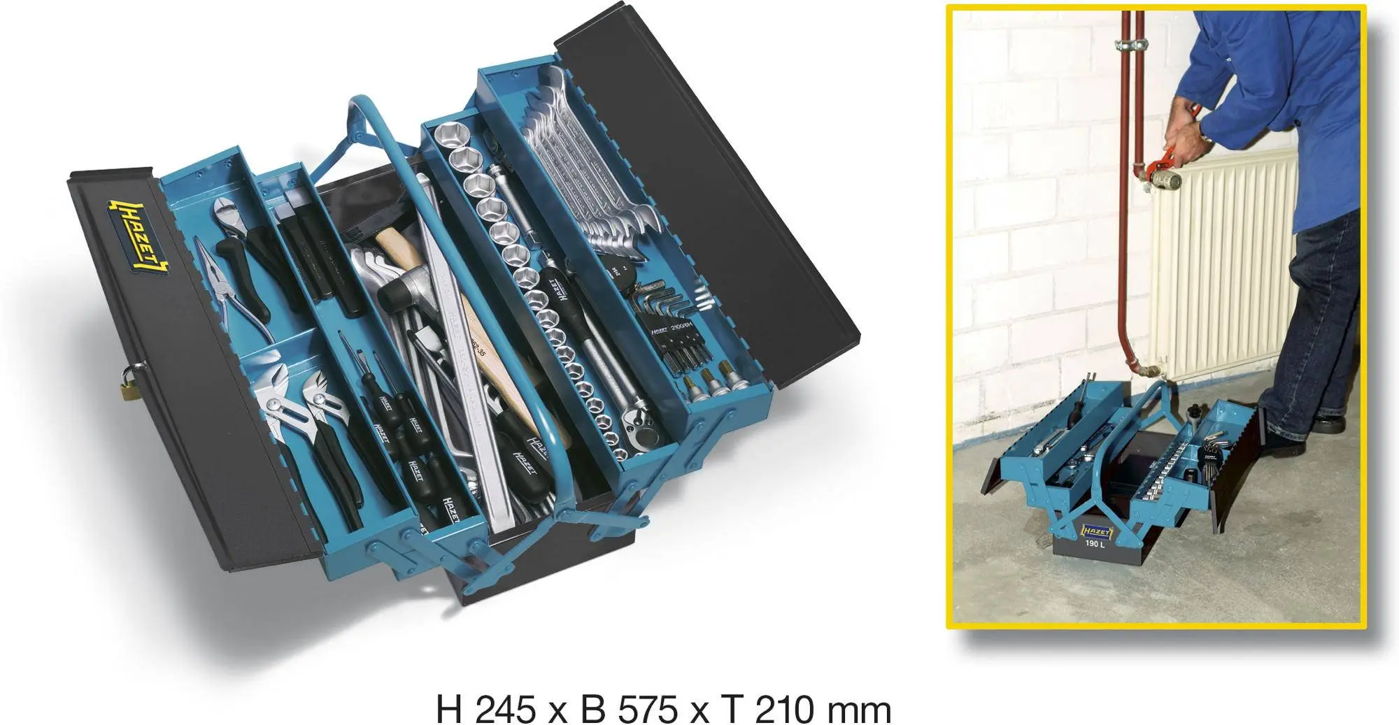 Produktfoto 1 von Hazet 190/80, Werkzeugkasten bestückt Metall Blau