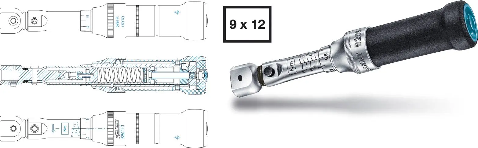 Produktfoto 1 von Hazet 6282-1CT, Drehmomentschlüssel für Einsteckwerkzeuge