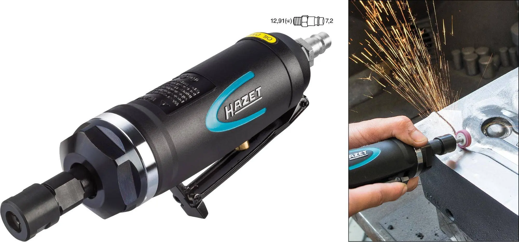 Produktfoto 1 von Hazet 9032P-1, Druckluft-Schleifer 1/4" (6.3 mm) 6.3 bar