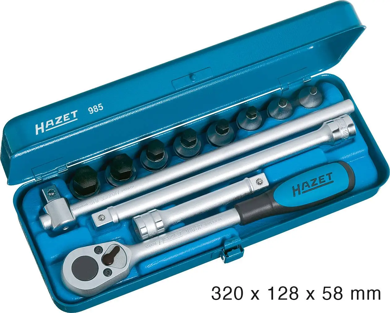 Produktfoto 1 von Hazet 985, Steckschlüsselsatz metrisch 1/2" (12.5 mm) 12teilig