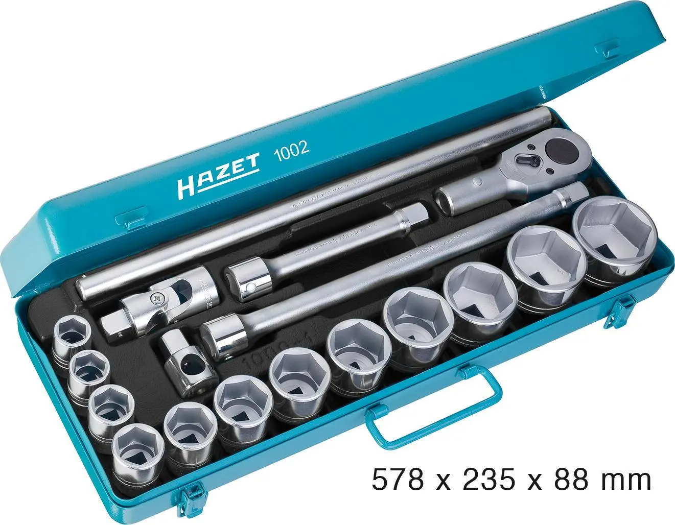 Produktfoto 1 von Hazet 1002, Steckschlüsselsatz metrisch 3/4" (20 mm) 18teilig