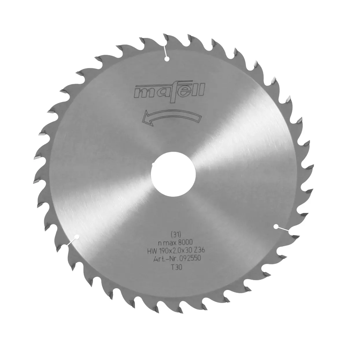 Produktfoto 1 von Mafell Hartmetall Sägeblatt HM 190 x 1,4/2,0 x 30 mm - 36 Zähne - Ersatzblatt